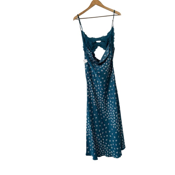 NWT FREE PEOPLE Gossamer Glow Floral Satin Lace Slip Midi Dress - Picture 9 of 10